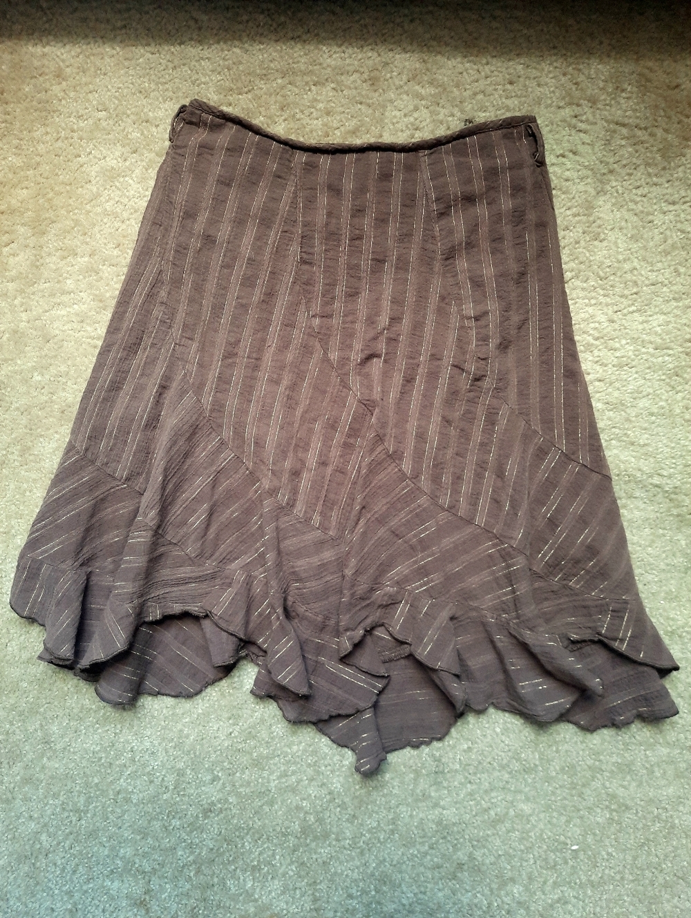 Byer Girl L Brown And Gold Handkerchief/Asymmetrical Skirt